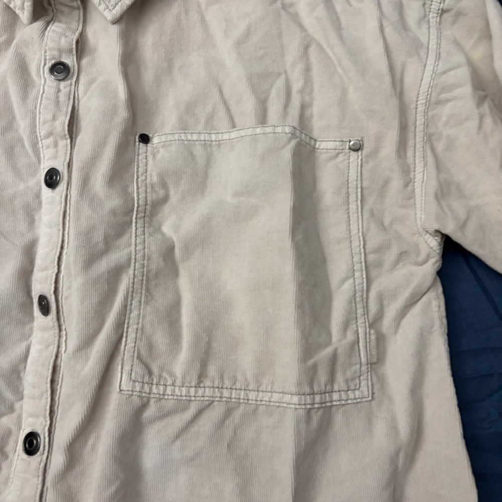 The Free People Shirt Top Womens Large Beige Button Up Classic Oversized - Picture 5 of 11